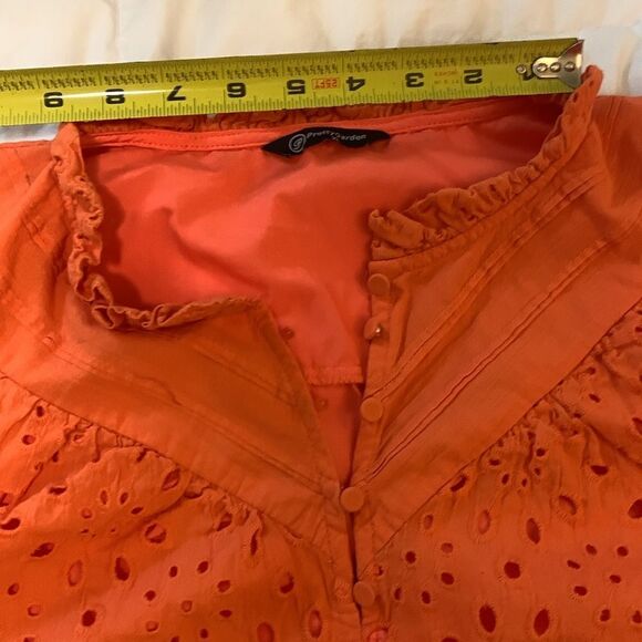 PRETTY GARDEN, XL, blouse, short sleeves,1/4 button down w/liner - Picture 12 of 16